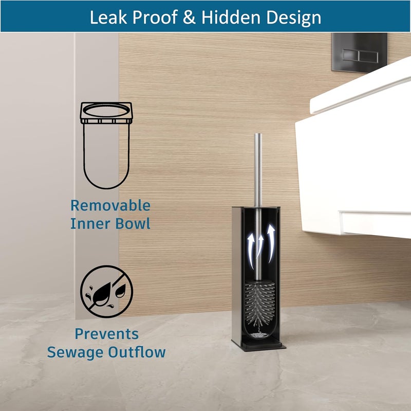 BVL Toilet Brush and Holder Set Brushed Nickel Toilet Bowl Cleaner Brush Freestanding for Bathroom - Image 4